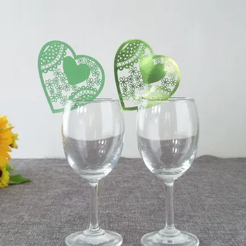

50pcs Heart Shape Wine Glass Paper Card Laser Cut Escort Cup Name Place Card Birthday Party Wedding Decorations 6ZDZ60