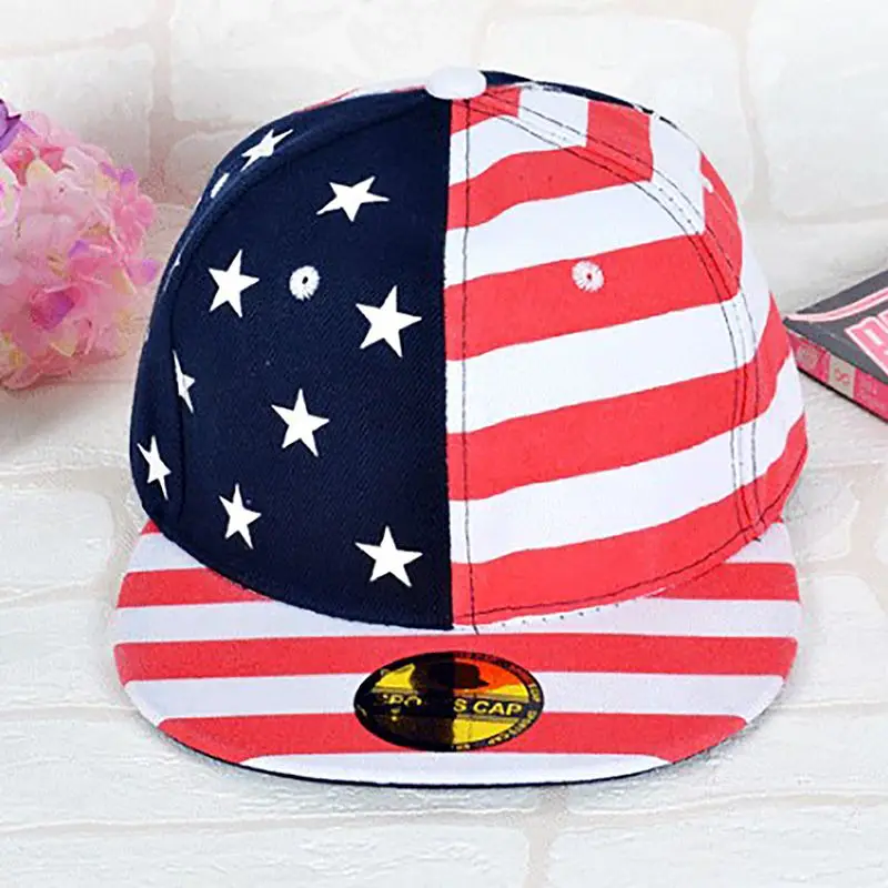 

Baseball Cap Flat Brim American Flag Embroidered Hat Headwear Outdoor Sports Wear With Back Closure Women Men