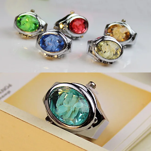 Fashion Women Ring Watch Elliptical Stereo Flower Ladies Clamshell Watches Adjus Fashion Women Ring Watch Elliptical Stereo Flower Ladies Clamshell Watches Adjus