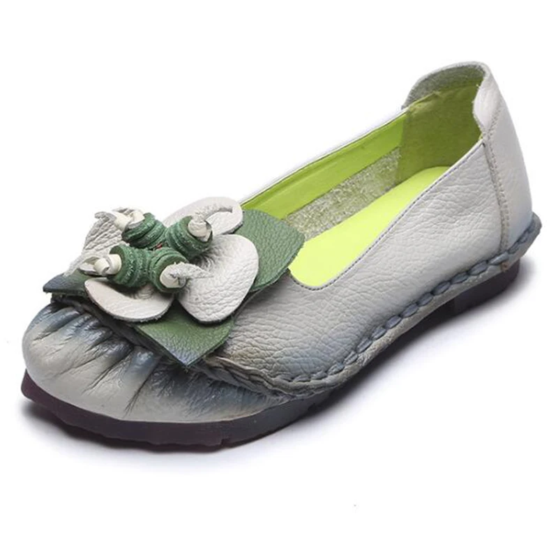 

Soft Bottom Comfortable Hand Made Women Genuine Leather Flat Shoes Casual Work Cowhide Flexible Boat Shoes Women Flats dd098