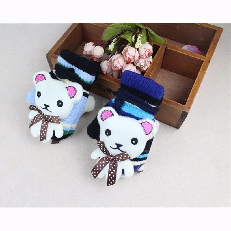 New Kids Gloves Cartoon Bear Infant Gloves Warm Boys Girls Mittens Lovely Crochet Toddler Glove Autumn Winter Baby Accessories (3)