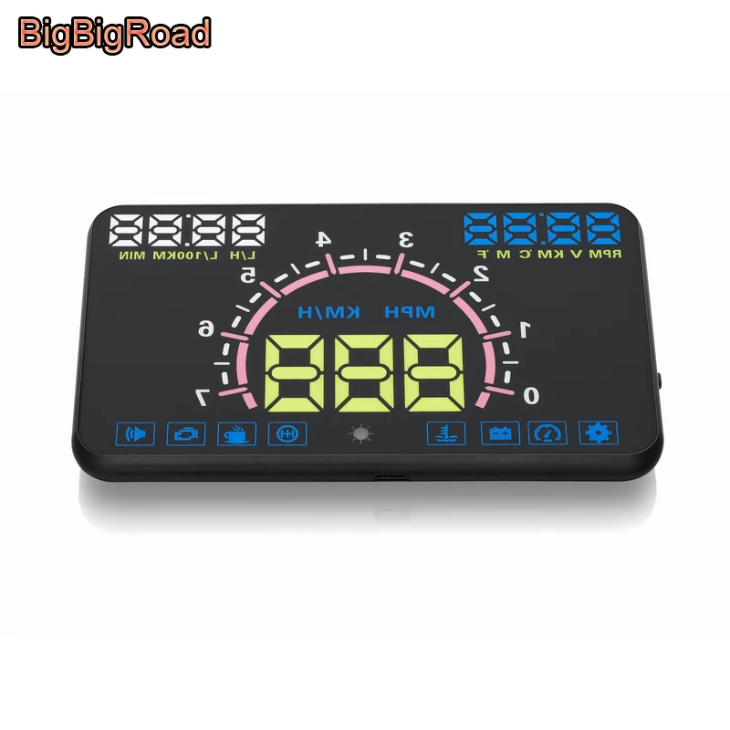 

BigBigRoad Car OBD2 EUOBD HUD Head Up Display Digital Speedometer Windscreen Projector For Lincoln MKZ MKC MKX MKS Navigator