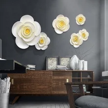 

DIY 3D 4 PC Muons Wall Decorative Painting Bedroom Wall Stickers Sofa Background Wall Accessories Home Decoration Ceramic Flower
