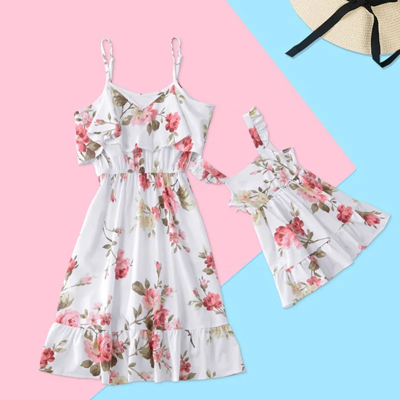 

tank mother daughter dresses flower mommy and me clothes mom mum and baby girl dress family matching outfits look summer clothes