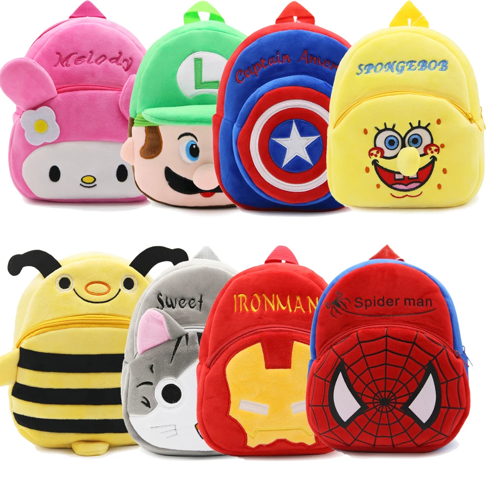 

New Plush Backpack kawai Pikachu superman Cartoon cute Bunny Backpack Stuffed Kids small school bag best gifts, free shipping