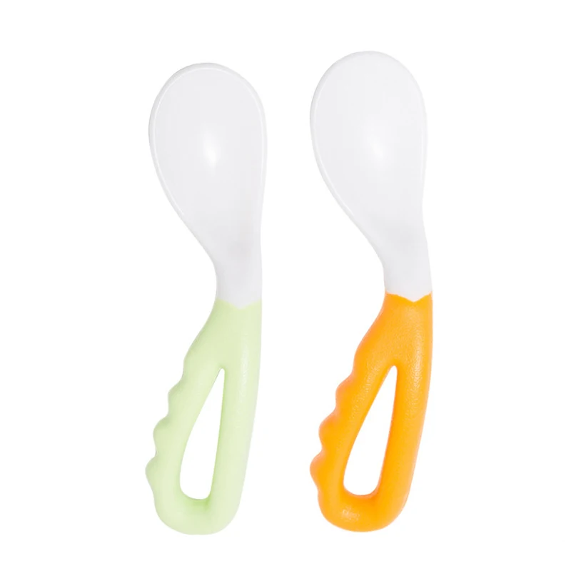 

2Pcs/set Baby Pacifier Feeding Spoon Solid Supplies Curved Spoons Baby Learning Food Grade Utensil Children Tableware MBG0390