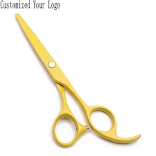 2 шт. 5,5 ''индивидуальный логотип JP 440C желтые профессиональные человеческие ножницы для стрижки волос Парикмахерские ножницы+ истончение ножницы C1023