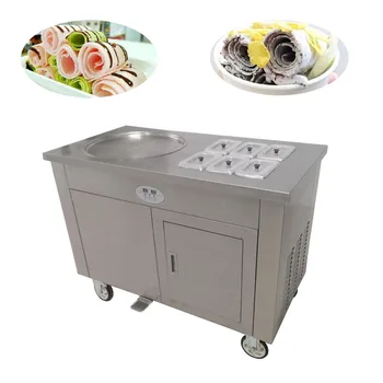 

single round pan with 6 fruit tanks high quality pan fried ice cream machine for sale