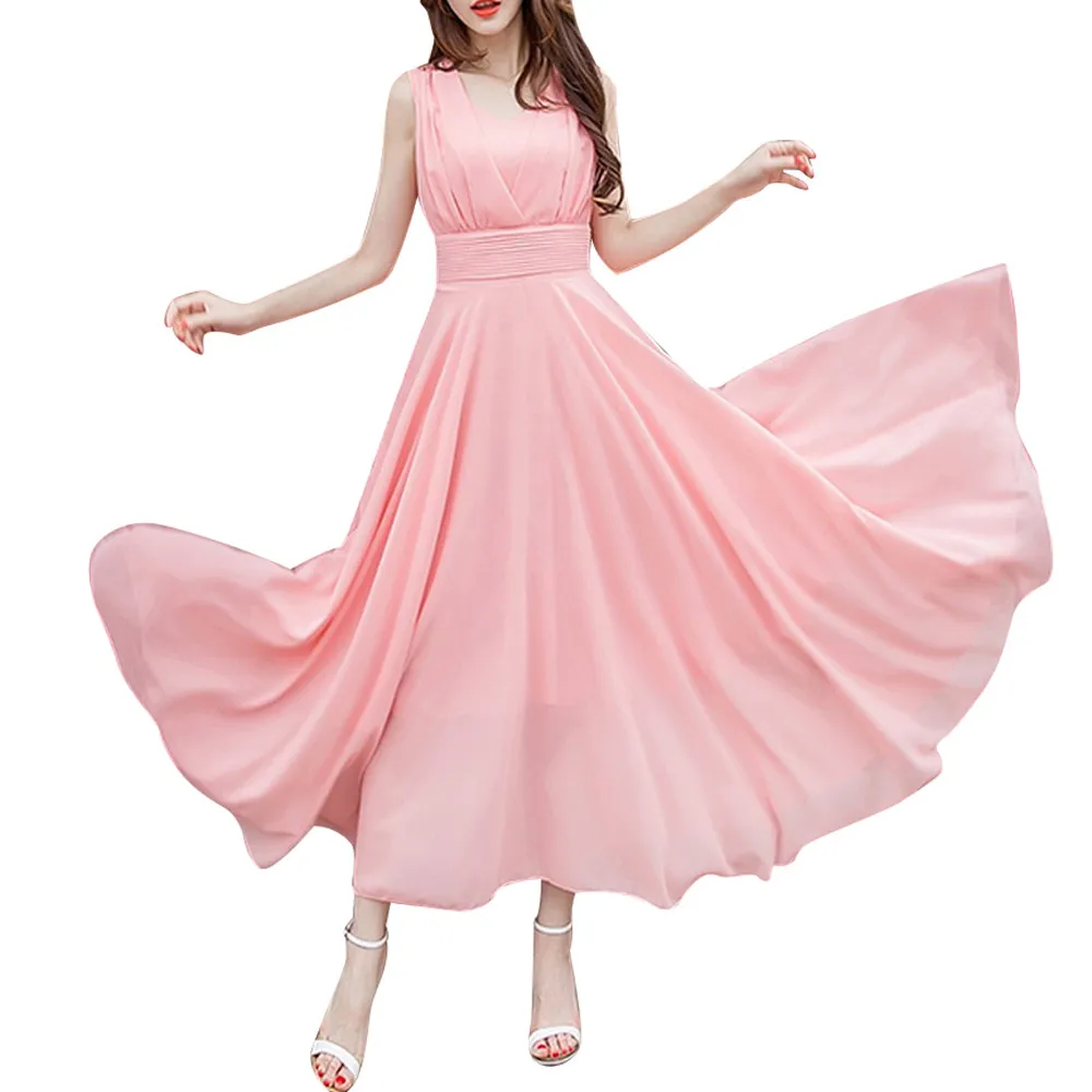 

JAYCOSIN Summer Dress Maxi Beach Sleeveless Chiffon Dress Party Night V-Neck Cocktail Prom Long Dress Women vestidos19JUN10
