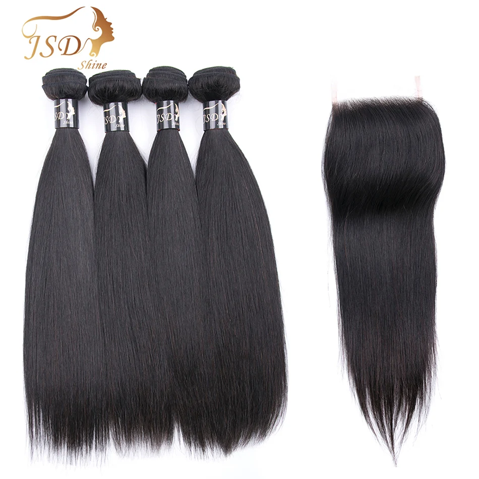 

JSDShine Hair Straight Hair Bundles With Closure Non-Remy Human Hair Bundles With Closure Brazilian Hair Bundles With Closure