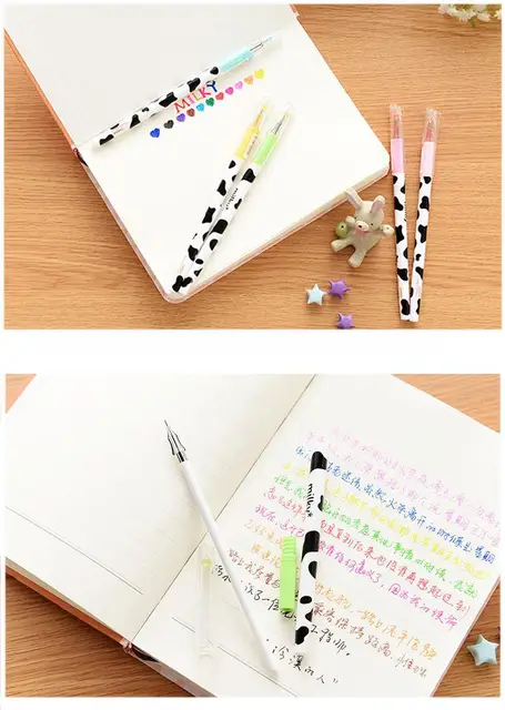 JONVON SATONE 12PCS pens material escolar kawaii Korean Color 12 Pen  Stationery Cow Cute Pen Diamond 0.5 school supplies - AliExpress