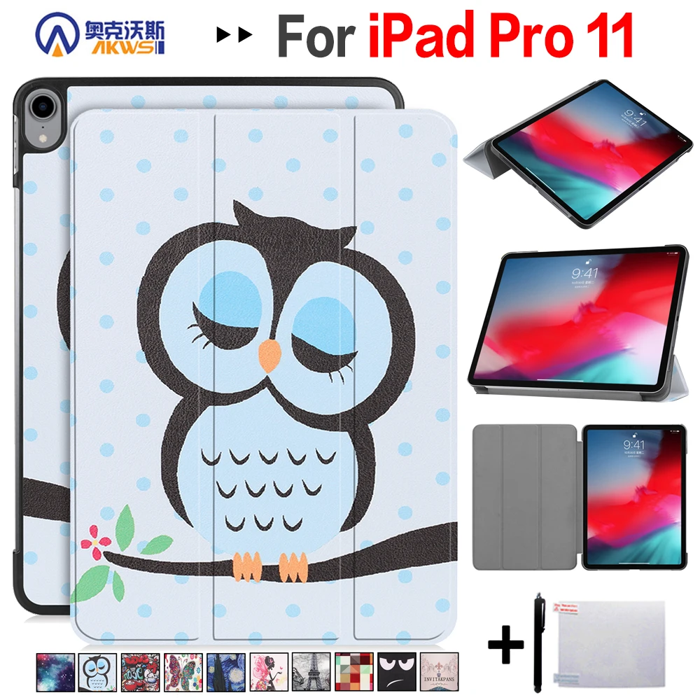 

Walkers Tablet Case for Apple IPad Pro 11 Inch 2018 PU Flip Stand Funda Cover Case For IPad Pro 11 2018 A1979 + Gift