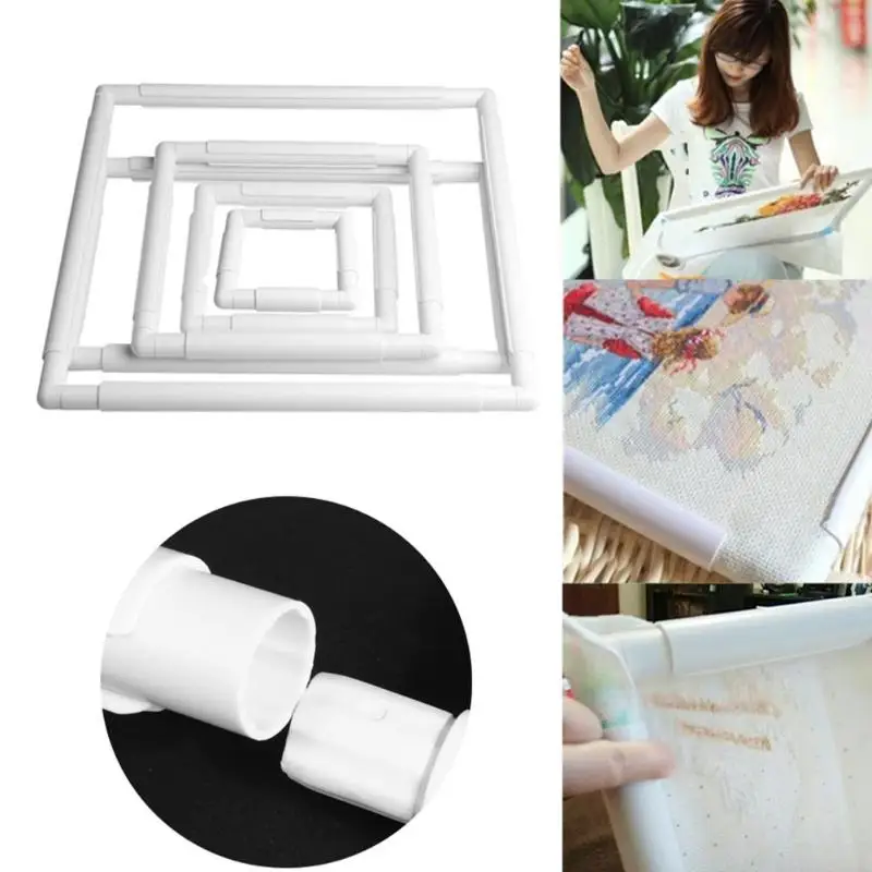  Plastic Embroidery Frame Hoop Square Shape DIY Cross Stitch Machine Needlework Craft Sewing Hoop Em