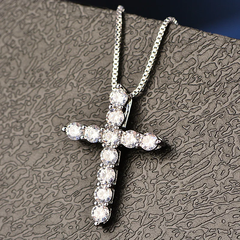 LMNZB роскошный кубический циркон крест кулон ожерелье 925 пробы серебряный крест христианский Иисус ювелирные изделия для женщин подарок LDZ005