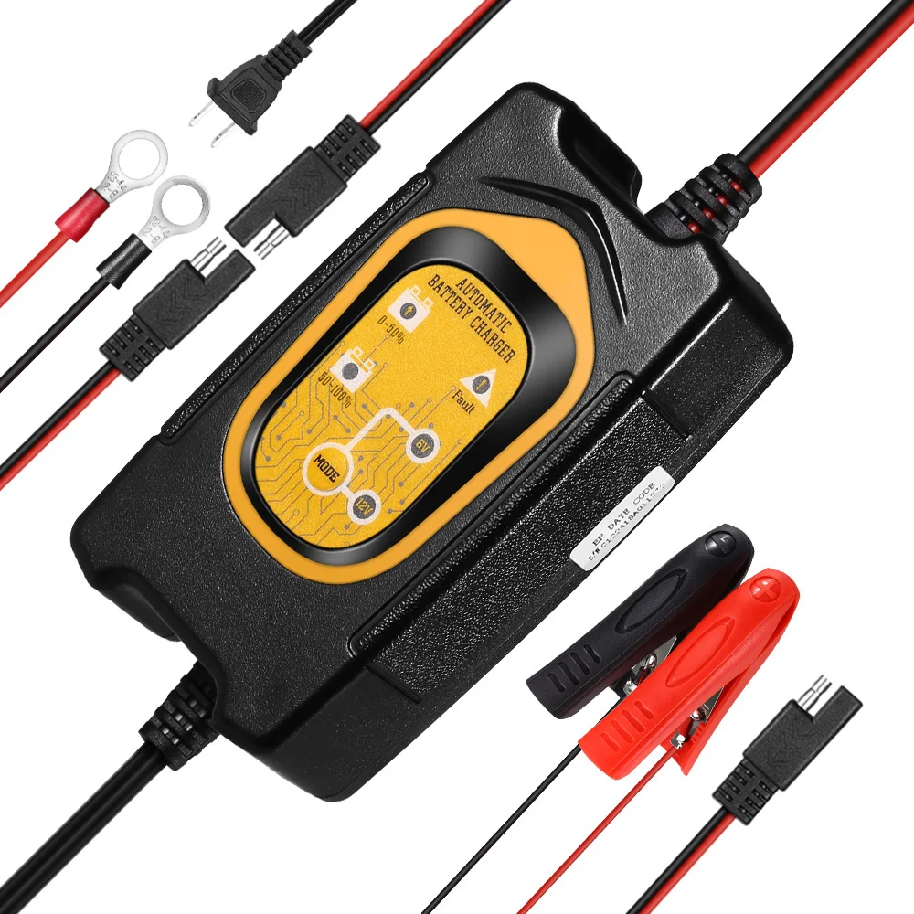 

WonVon 12V 6V 1.5A Fully Automatic Smart Battery Charger Maintainer for Car Truck Boat Motorcycle all types Lead Acid Batteries
