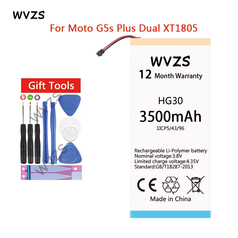 

wvzs 3500mAh Li-Polymer Battery HG30 For Motorola Moto G5S XT1791 XT1792 XT1793 XT1794 XT1795 Batteries