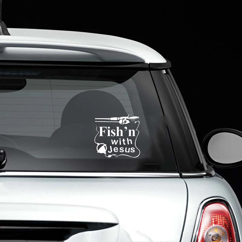 15.2cm * 14.5cm Fishing With Jesus Christ Christian Car Sticker Vinyl Decorate Sticker Accessories 15.2cm * 14.5cm Fishing With Jesus Christ Christian Car Sticker Vinyl Decorate Sticker Accessories
