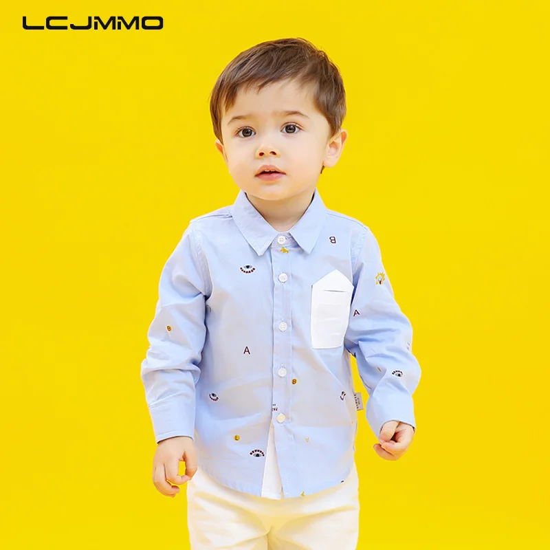 LCJMMO/детская хлопковая рубашка с длинными рукавами для мальчиков Новые весенне-осенние однотонные рубашки для маленьких мальчиков детская одежда 70-120 см