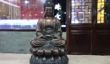 

16 Tibet red Copper Bronze Buddhism Tathagata Amitabha Sakyamuni Buddha Statue