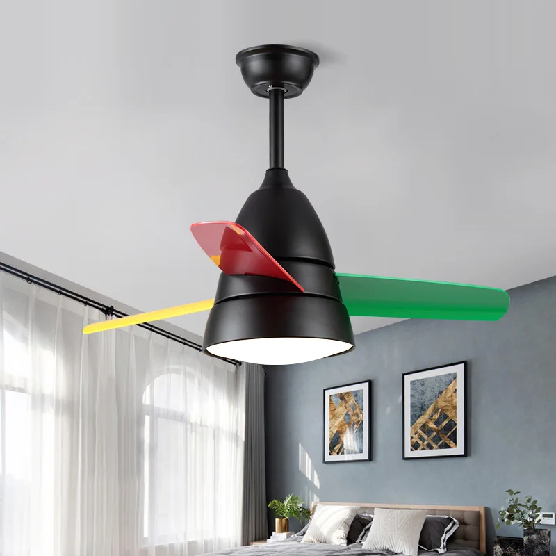 Modern Colorful Ceiling Fans Lights Wall Contuol Remote Control 26