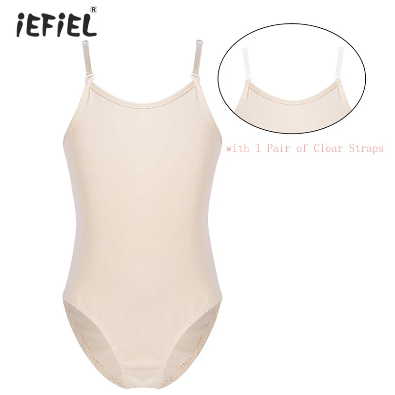 

Nude Kids Girls Adjustable Shoulder Straps Gymnastics Leotard Camisole Tank Stretchy Fitness Ballet Dance Underwear Kids Clothes