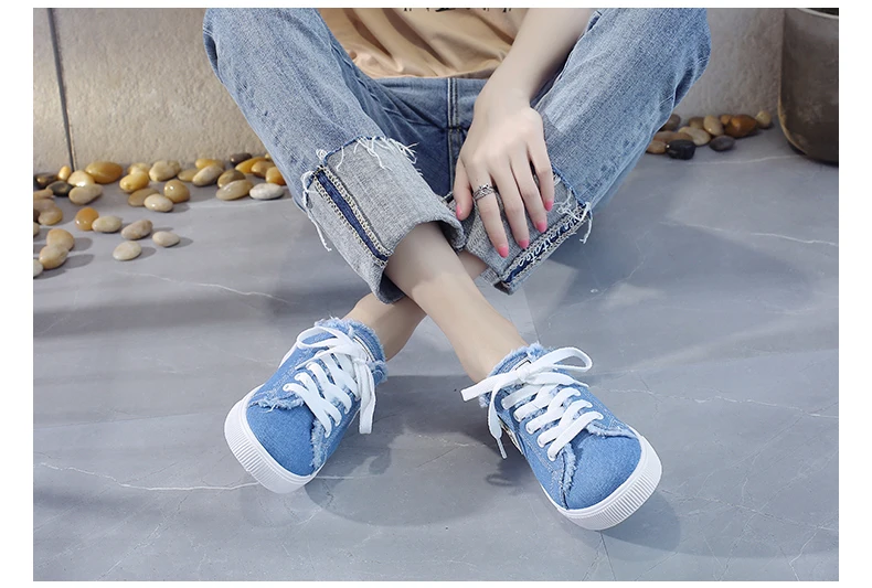 new summer single shoes breathable flat bottom half drag lazy one pedal versatile cloth shoes women's shoes