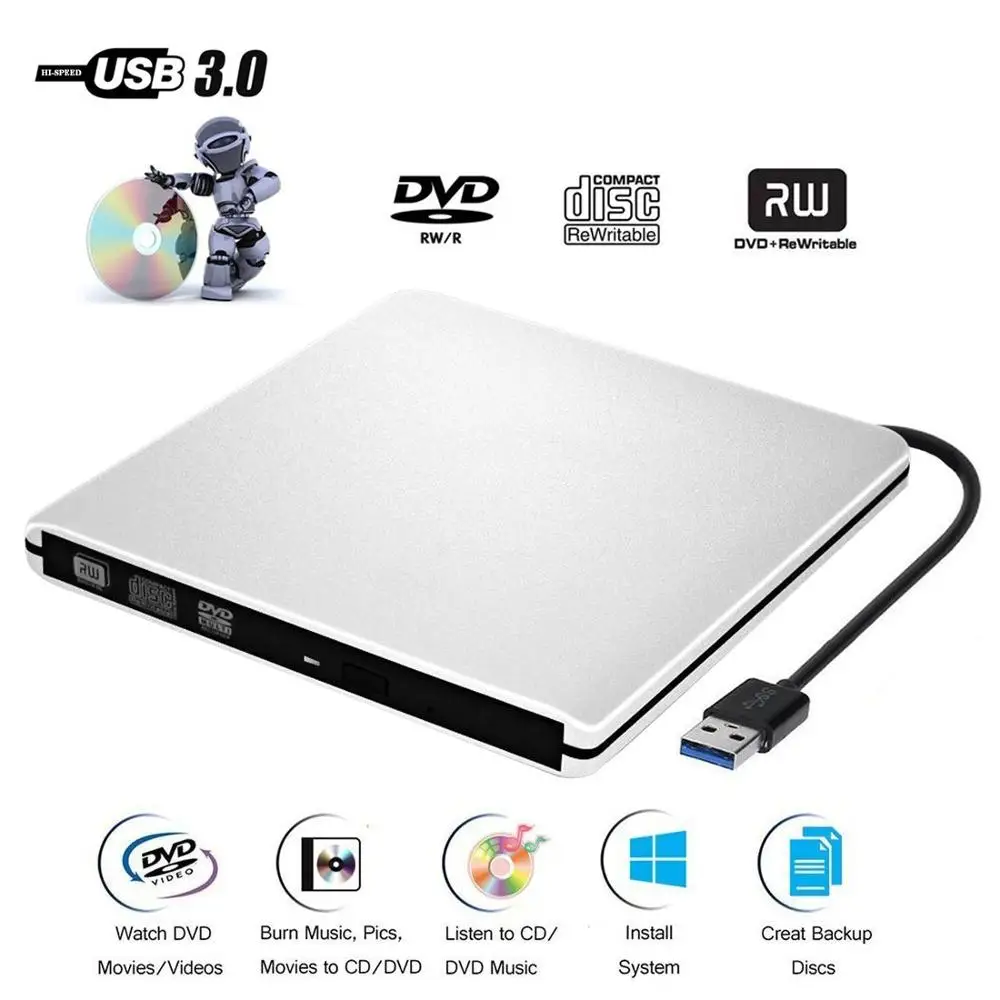 YiYaYo USB 3 0 внешний DVD привод RW горелка Писатель CD ROM плеер для Apple Macbook iMAC ноутбук