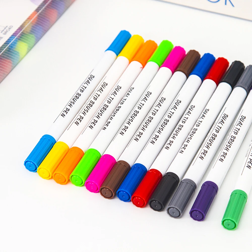 12-Colors-Dual-Tip-Art-Markers-Pen-And-Highlighters-with-Case-Perfect-for-Illustration-Adult-Coloring (3)