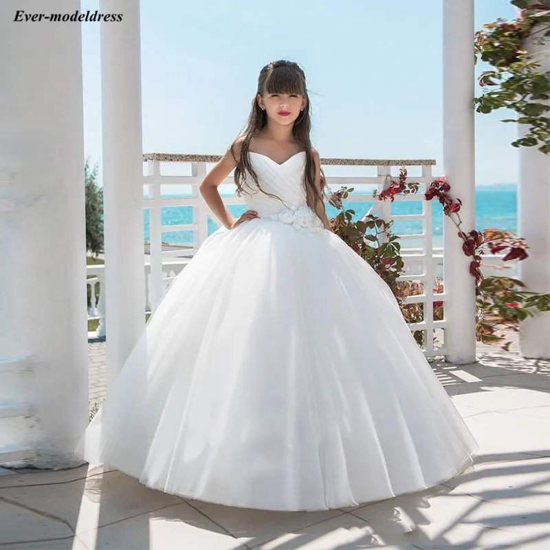 Белое Бальное Платье; Платья с цветочным узором для девочек; коллекция года; милые дешевые платья ручной работы с цветами для первого причастия; primera comunion
