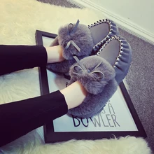 Free shipping female winter fur flat shoes Peas shoes plus velvet