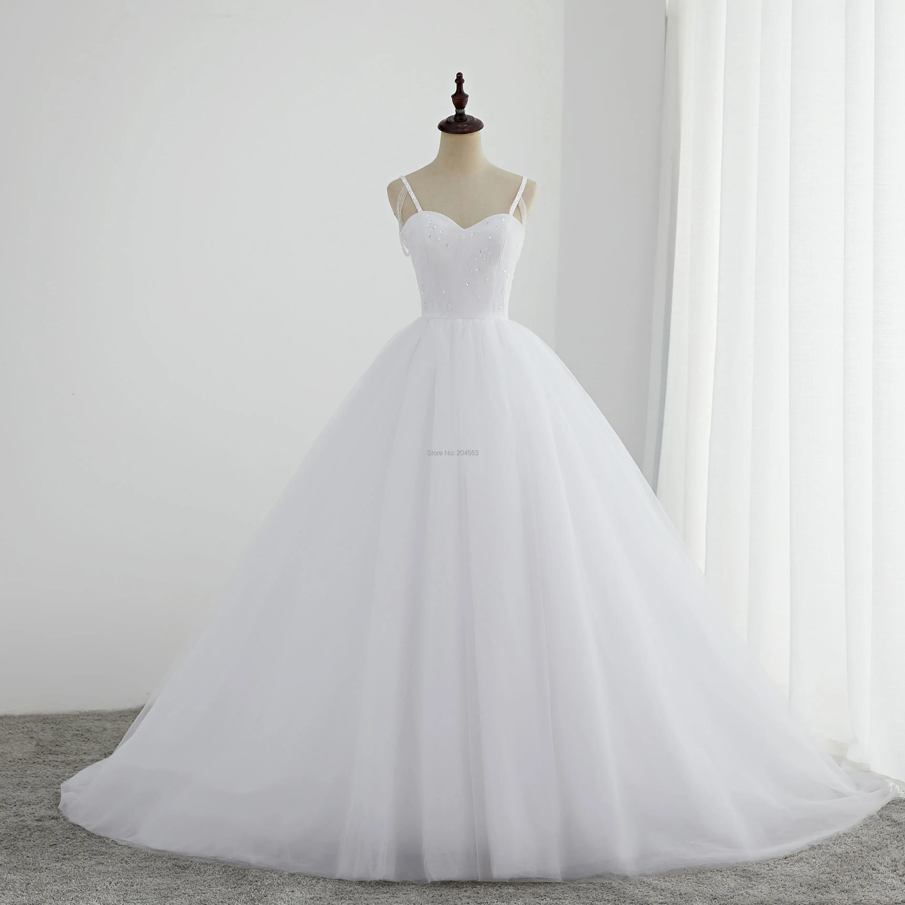 

2019 Sweetheart Wedding Dresses with Beads Bridal Gown with Spaghetti Straps custom size&color