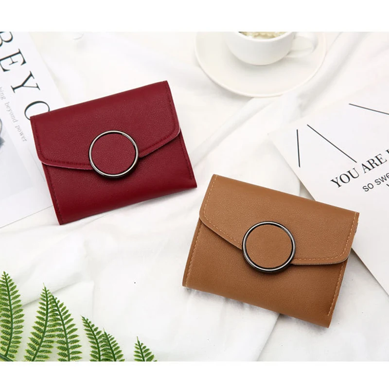 

New Arrival Wallet Short Women Wallets Purse Simple Solid Fashion Clip Wallets Trendy Coin Purse Card Holder Leather Money bag