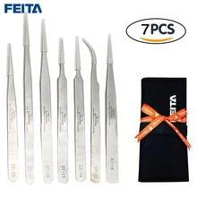 FEITA de 7 pcs ST Mão-ferramentas de Precisão ESD Pinças de Aço Inoxidável Conjunto para a Beleza, Artesanato, DIY, Reparo do telefone, Industrial, Laboratório, Passatempos