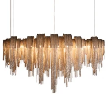 Современная роскошная светодиодная люстра с кисточками Серебристая Золотая алюминиевая цепь G9 люстра лампа Lamparas Lustre дизайн Hanglamp