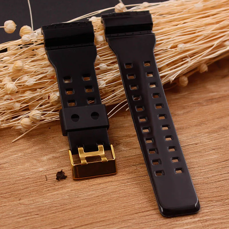 Watch Accessories Applicable for Casio GSHOCK Watch Band GLS GD GA100 GD100 GA120 Gold Buckle Silver Buckle Glossy Resin Strap Watch Accessories Applicable for Casio GSHOCK Watch Band GLS GD GA100 GD100 GA120 Gold Buckle Silver Buckle Glossy Resin Strap