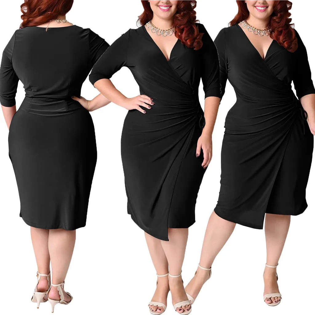 

2019 Women's Large Size Dress Dark Strap Waist Pocket Hip Dress Shoulder Belt Waist Pocket Party Dress Elegant Dress 3.13
