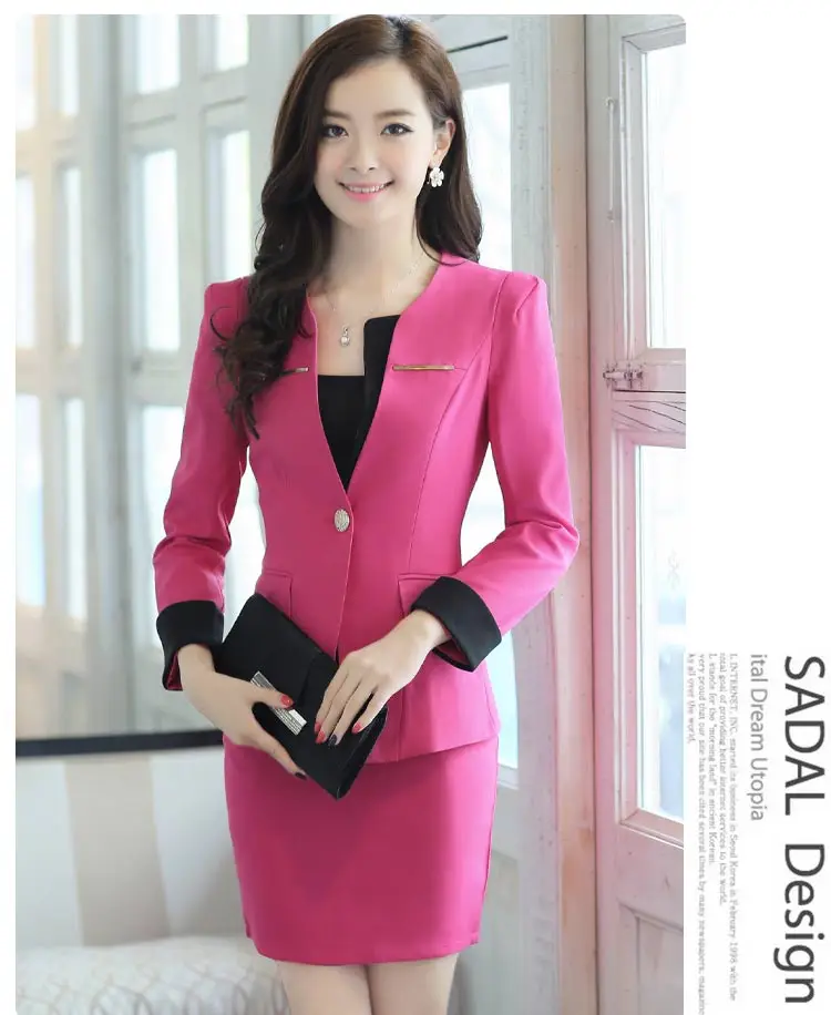 new pink spring autumn long sleeve plus size 4xl professional plus size career suits
