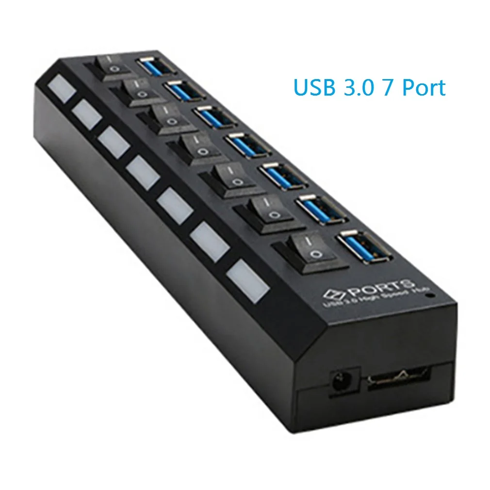 Usb-хаб Micro USB 3,0 концентратор разветвитель с адаптером питания USB 4/7 порт концентратор Высокоскоростной 5 Гбит/с USB разветвитель 3,0 концентратор для ПК Аксессуары - Цвет: USB 3.0 7 Port