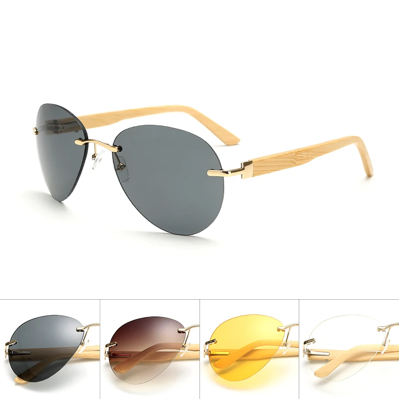 

BOYSEEN 2017 New Fashion Products Men Women Sunglass Bamboo Without Border Sunglasses au Retro Wood Lens Wooden Frame Handmade