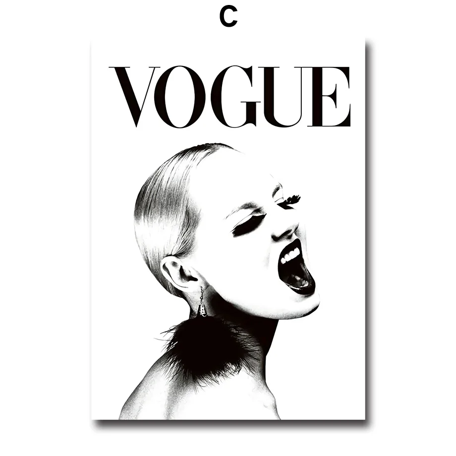Vogue, сексуальная девушка, на высоком каблуке, книга, настенная живопись, холст, мода, скандинавские плакаты и принты, настенные картины для декора гостиной - Цвет: C