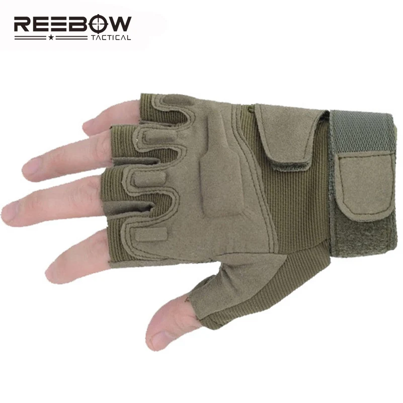 

REEBOW Tactical Outdoor Working Fingerless Gloves Men Hunting Cycling Motorcycle Sports US Military Urban SWAT Special Force