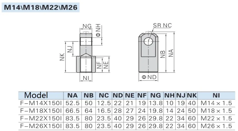 F-M4, M5, M6, M8, M10, M12, M15, M20 I шарнир для крепления пневматического цилиндра, шток поршня, скобы F-M5X080I, F-M10X125I, M8* 1,25