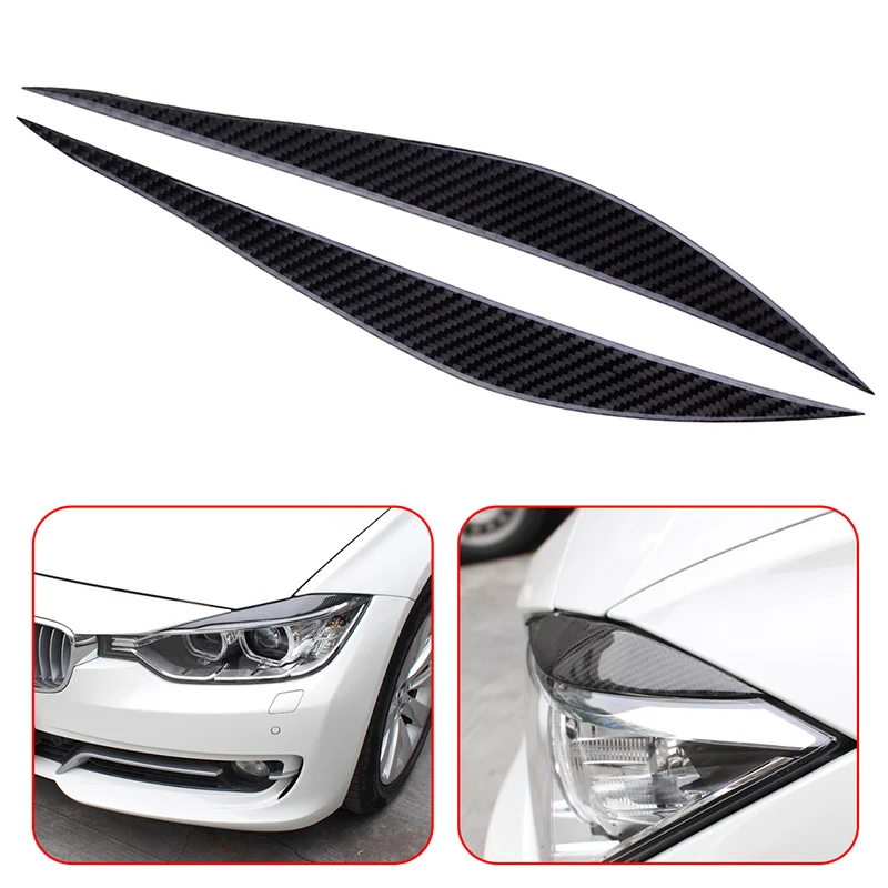 2 шт. 37*3,5 см черный левый+ правый чехол для автомобиля Глянцевая углеродная волокно передняя фара для бровей век Накладка для BMW F30 2013