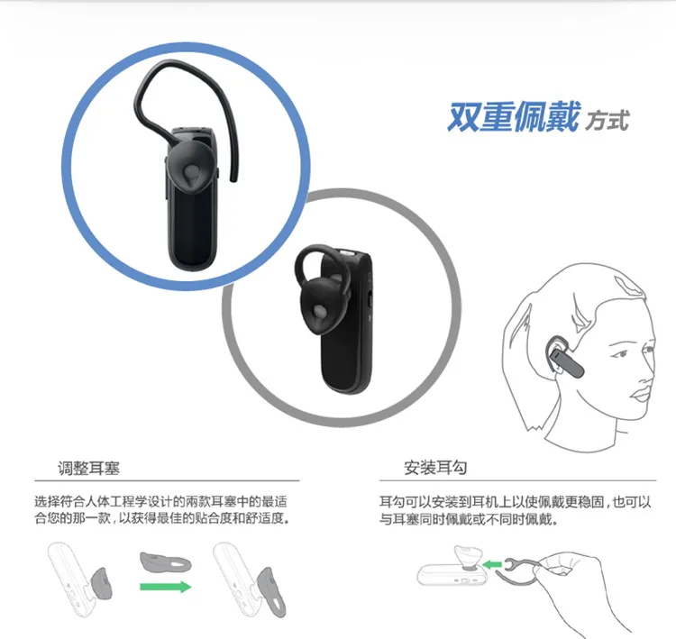 Hot sale 2pcs black silicone ear tips buds earbud eartip with hook for jabrae mini CLASSIC wireless Bluetooth headphone earphone