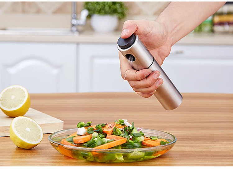 Silver Stainless Steel Olive Pump Spraying Oil Bottle Sprayer BBQ Cooking Tool Can Oil Jar Pot Cookware kitchen Tool (7)