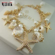 Gran venta 2020 pulsera de estilo del océano Multi estrella de mar Concha perla cadena playa brazalete novedad vacaciones Accesorios