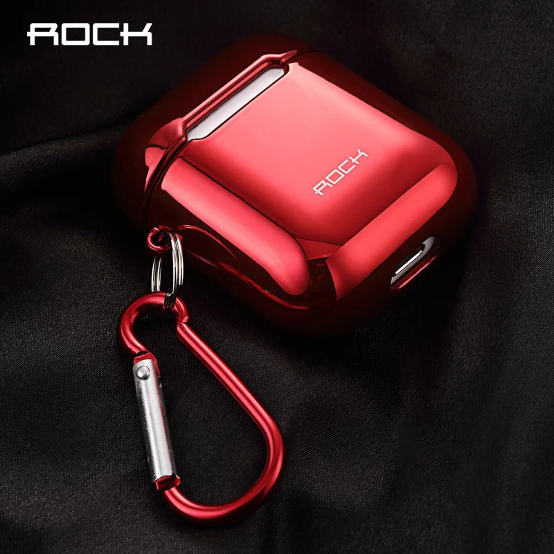 Чехол для наушников Airpods 2 1 ROCK ударопрочный жесткий чехол с гальваническим