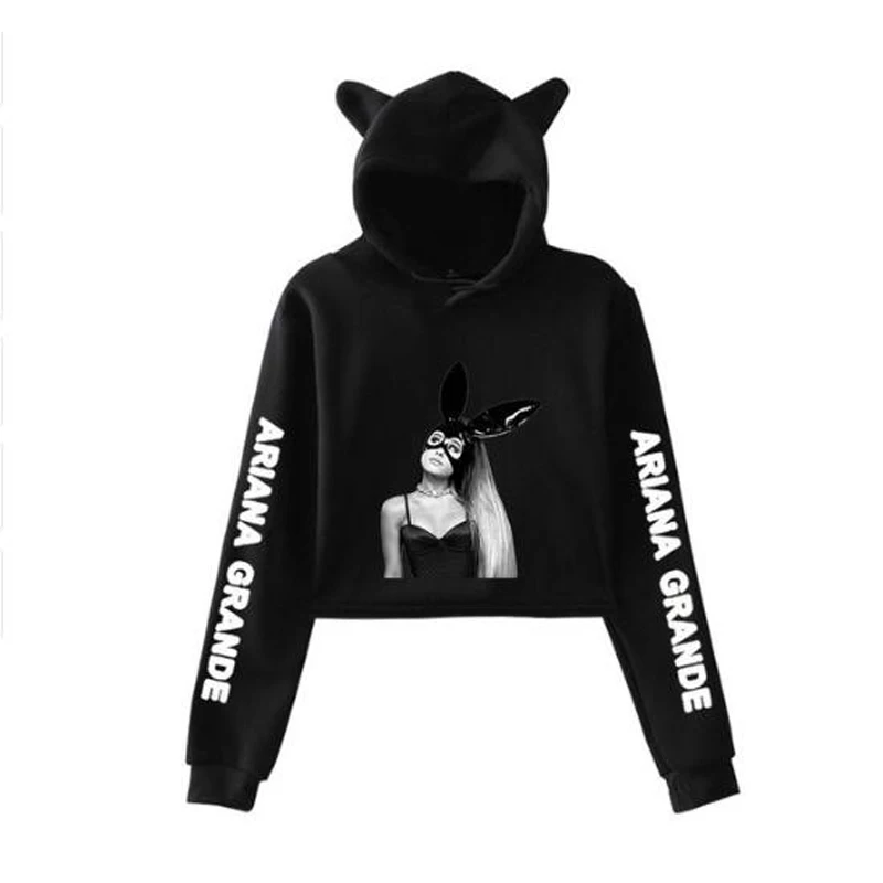 Женская укороченная Толстовка Ariana Grande толстовка с капюшоном и кошачьими