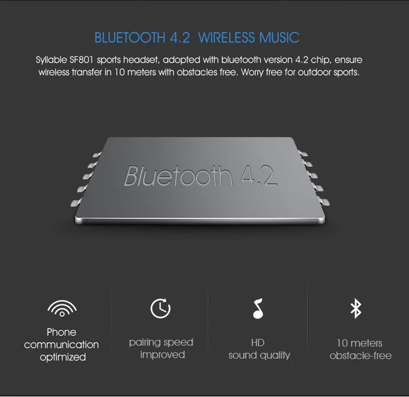 Слог SF801 Bluetooth V4.2 наушники Спортивная Беспроводная гарнитура стерео для телефона Android IOS слог SF801 с микрофоном