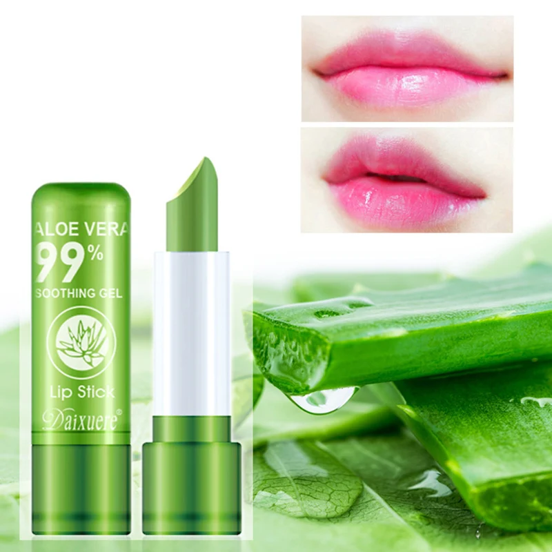 

1PC Moisture Melt Lip Balm Long-Lasting Aloe Vera Lipstick Color Mood Changing Long Lasting Moisturizing Lipstick Anti Aging